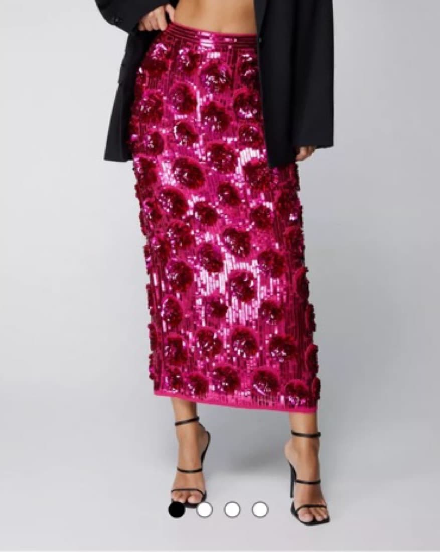 Nasty GAL 3D Sequin Floral Midi Skirt - Image 1