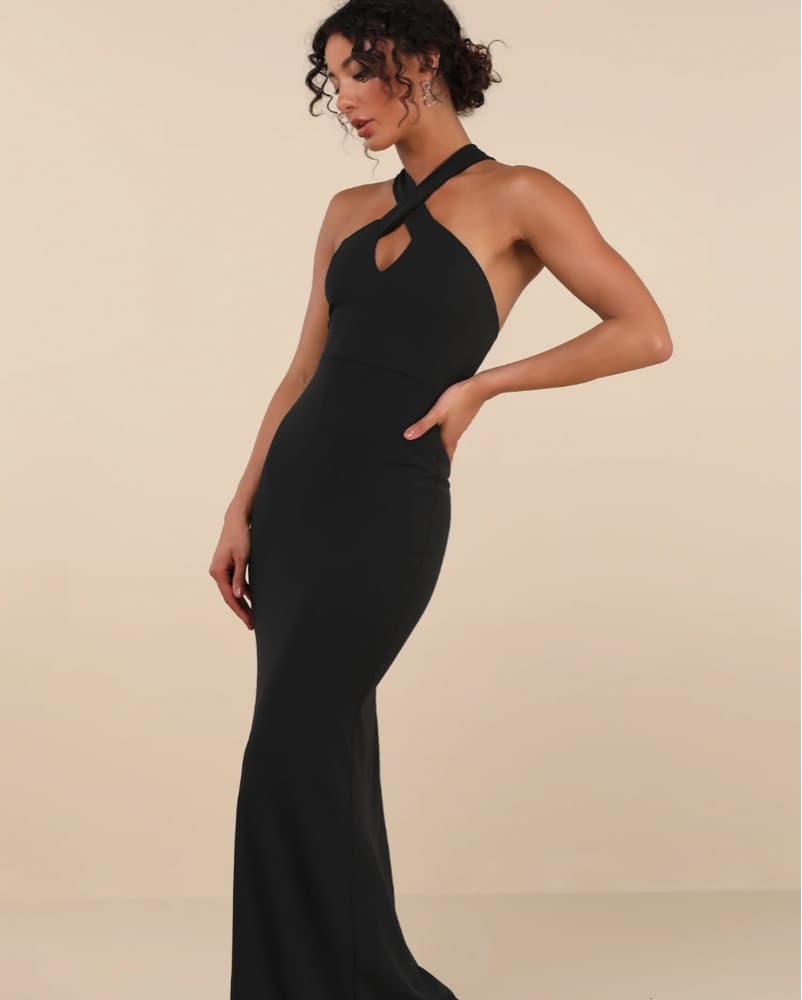 Elegant Black Halter Gown - Image 1