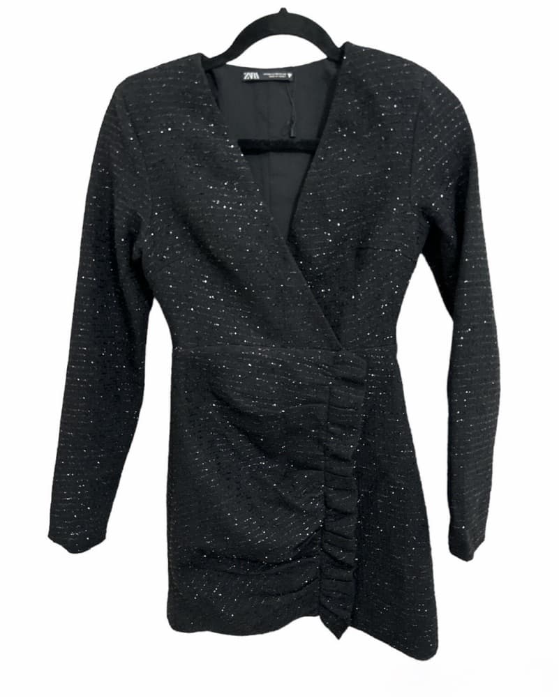 Zara Shimmering Sequin Wrap Dress - Image 3