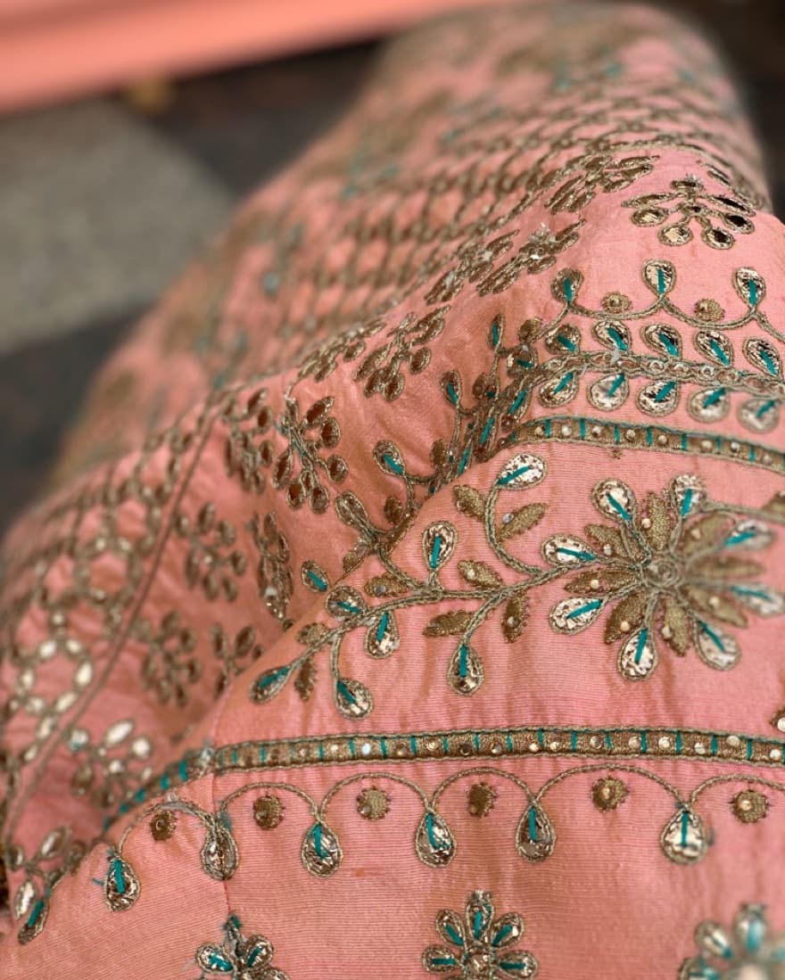 Pink & Blue Embroidered Lehenga - Image 5
