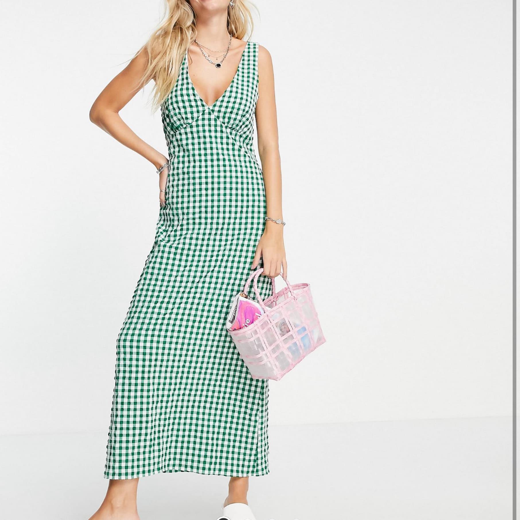 Green gingham maxi dress - Image 1