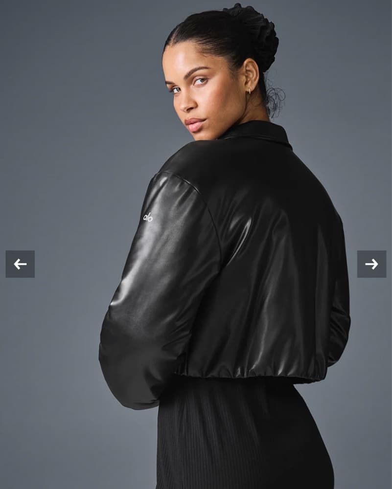ALO Faux Leather Cropped Premier Bomber - Image 6