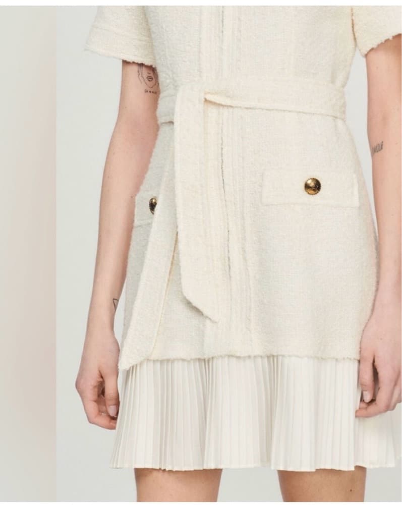 Chic Ivory Pleated Dress - Image 2