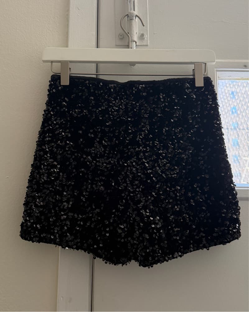 Black Sequin Micro Shorts - Image 3