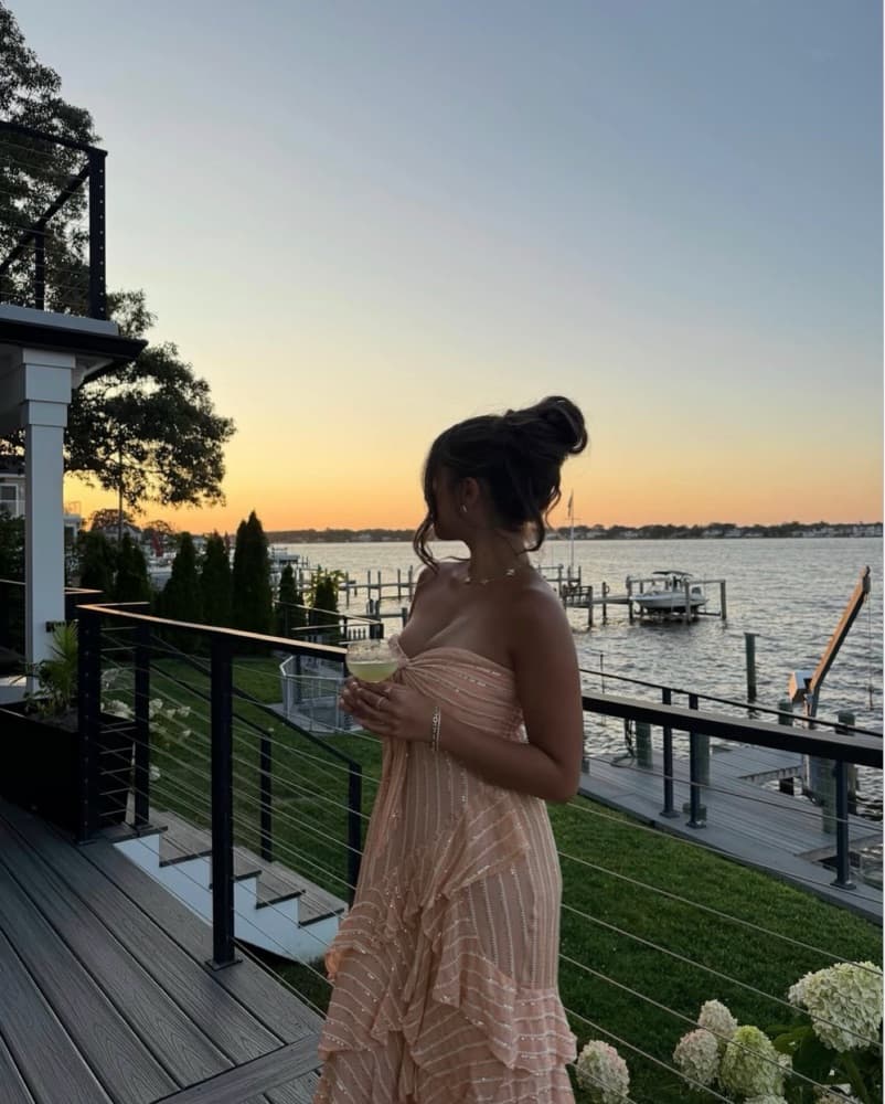 Light pink sequin ruffle maxi dress - Image 2