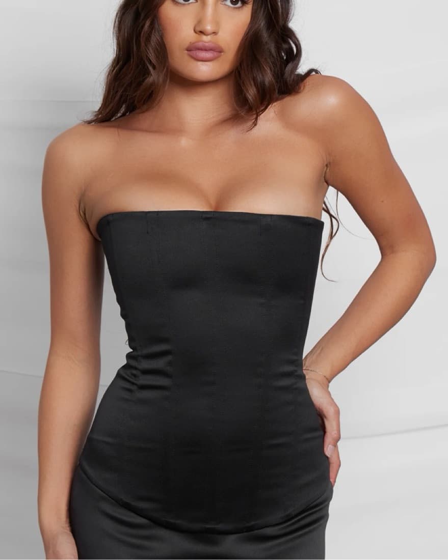 LEAU SPHYNX SATIN CORSET TOP (S) (BLACK) - Image 2