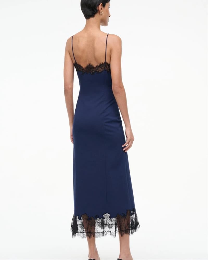 Staud Midi Dress With Lace Trim - Image 2
