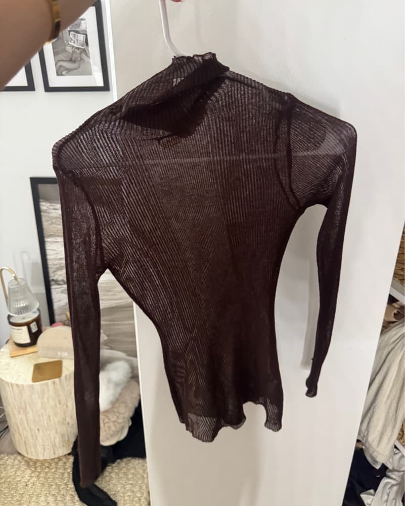 Brown Mesh Revolve Top - Image 1