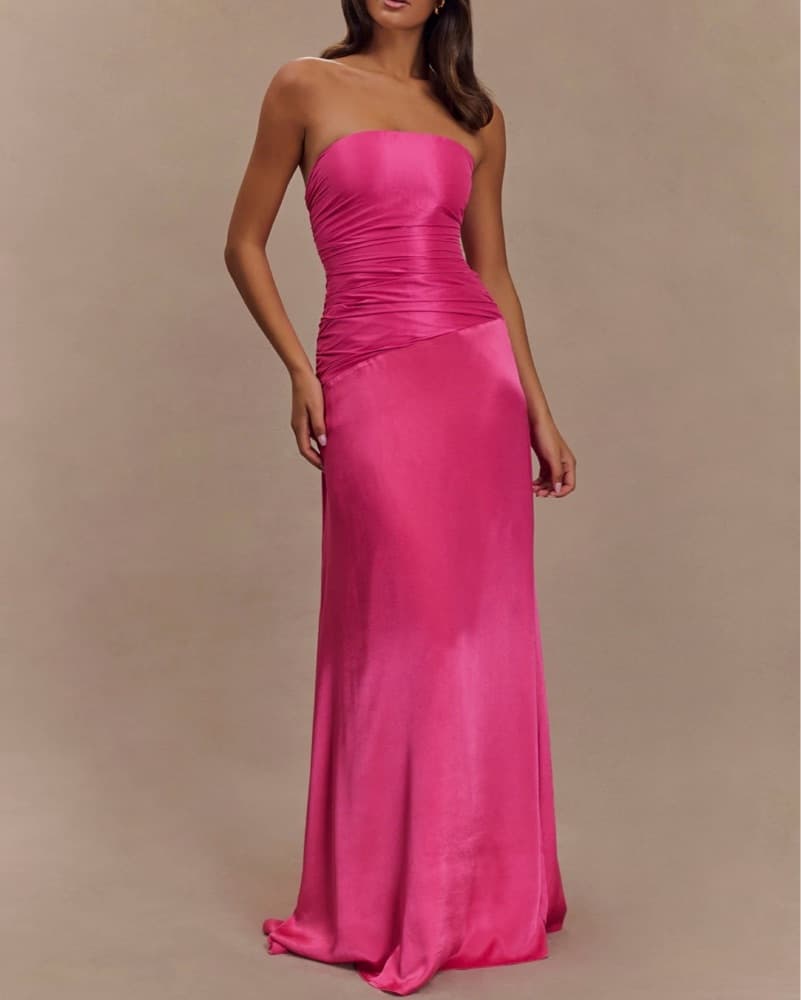 Meshki Serena Strapless Dress Hot Pink - Image 1