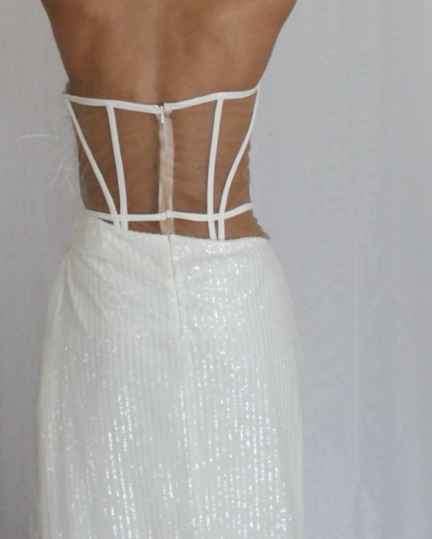 White Feather Bridal Maxi Dress - Image 6