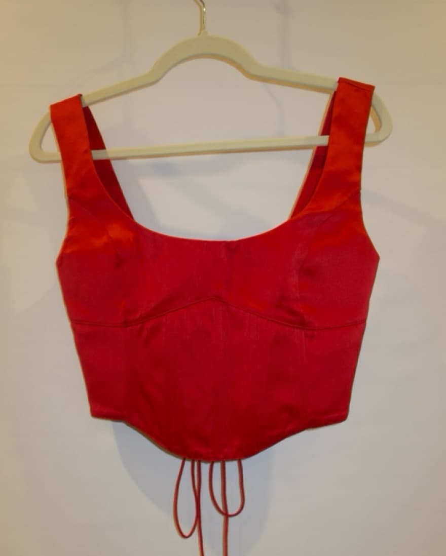 Guizio Satin Lace Up Bustier Top - Image 5
