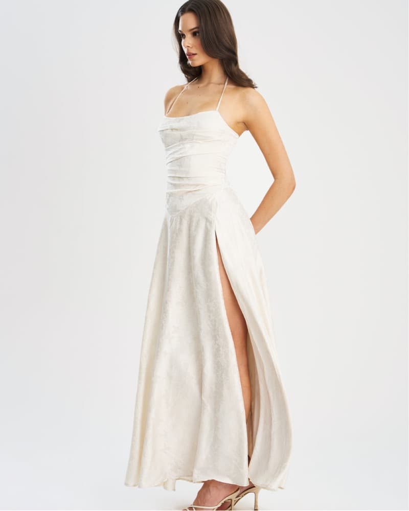 Miss Circle Pearl Jacquard Ruched Dress - Image 2