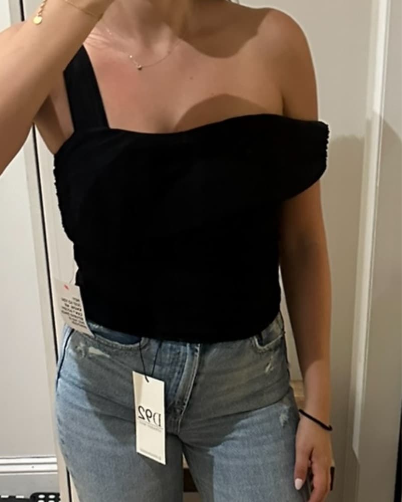 One-Shoulder Black Top - Image 2