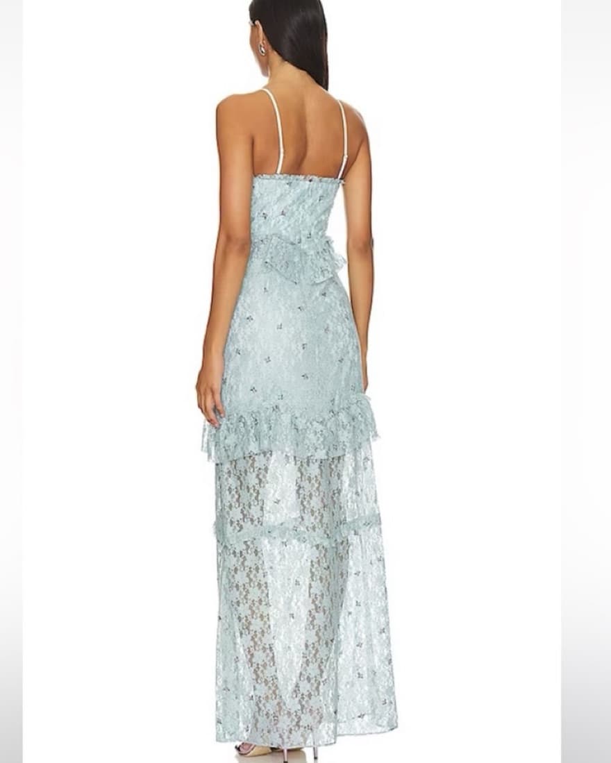 Elegant Lace Maxi Dress in Baby Blue  - Image 4