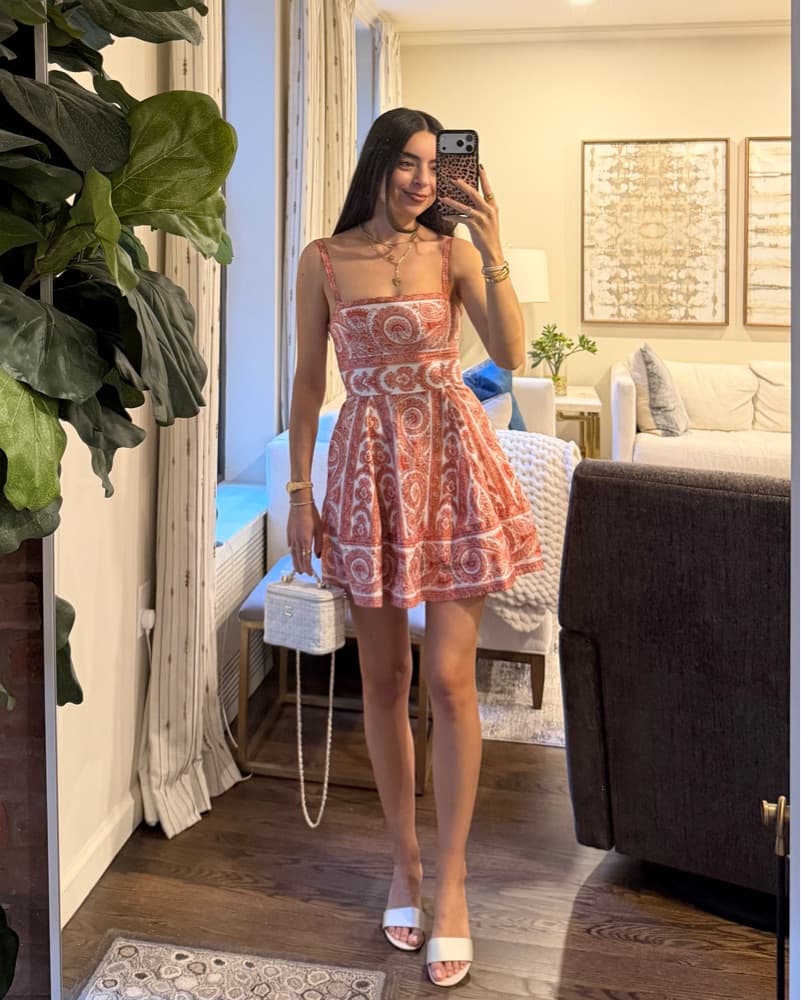 Hill House Margot Mini Dress in Coral - Image 5