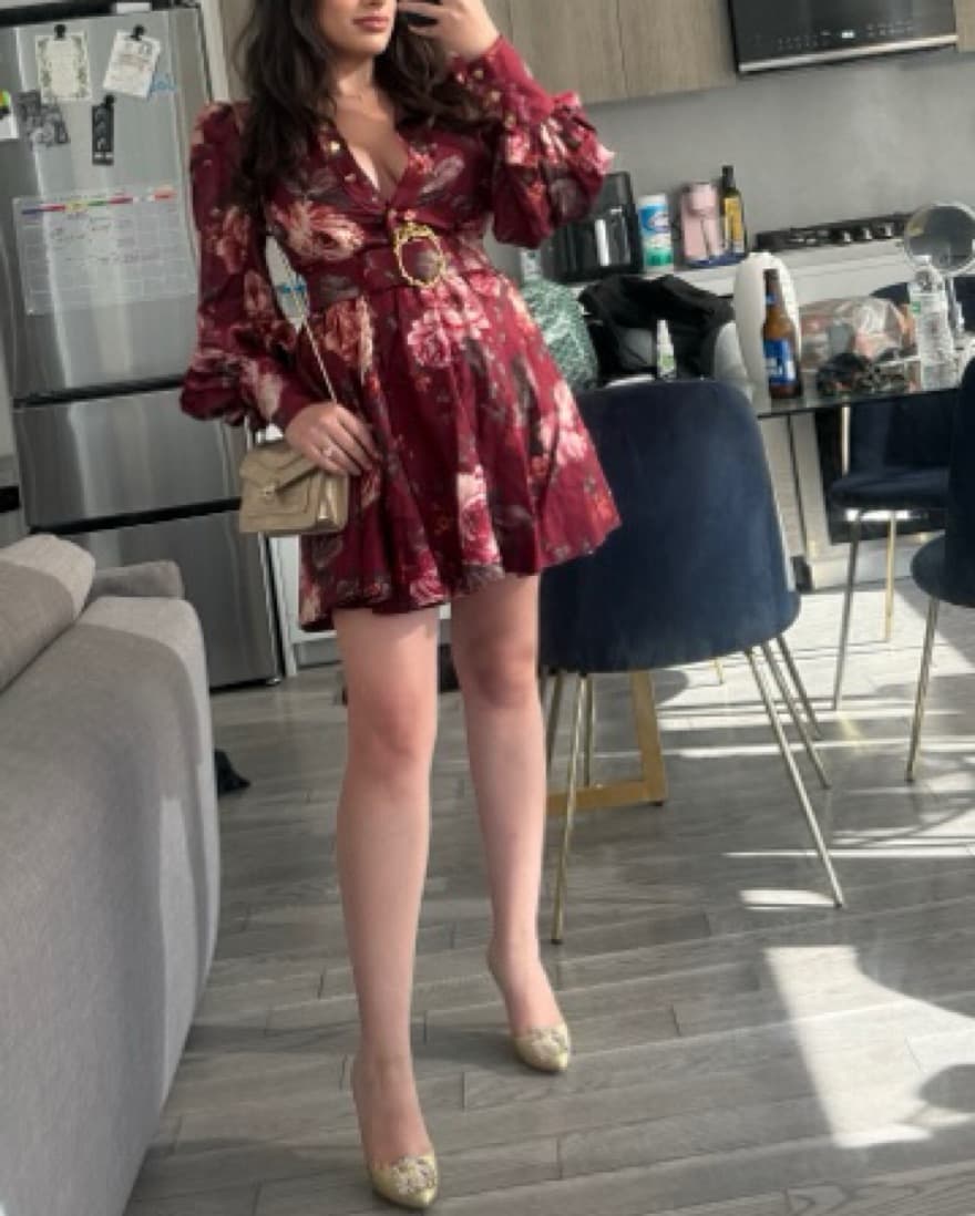 Zimmermann Silk Burgundy Floral Dress - Image 2