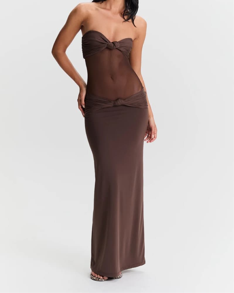 Elegant Ruched Maxi Dress - Image 1