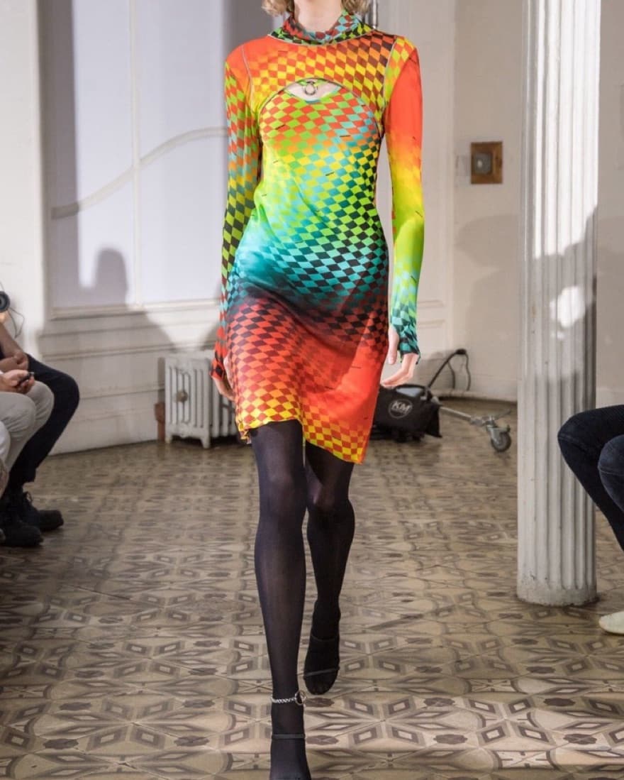 PRIVATE POLICY Rainbow Silk Slip Dress - Image 3