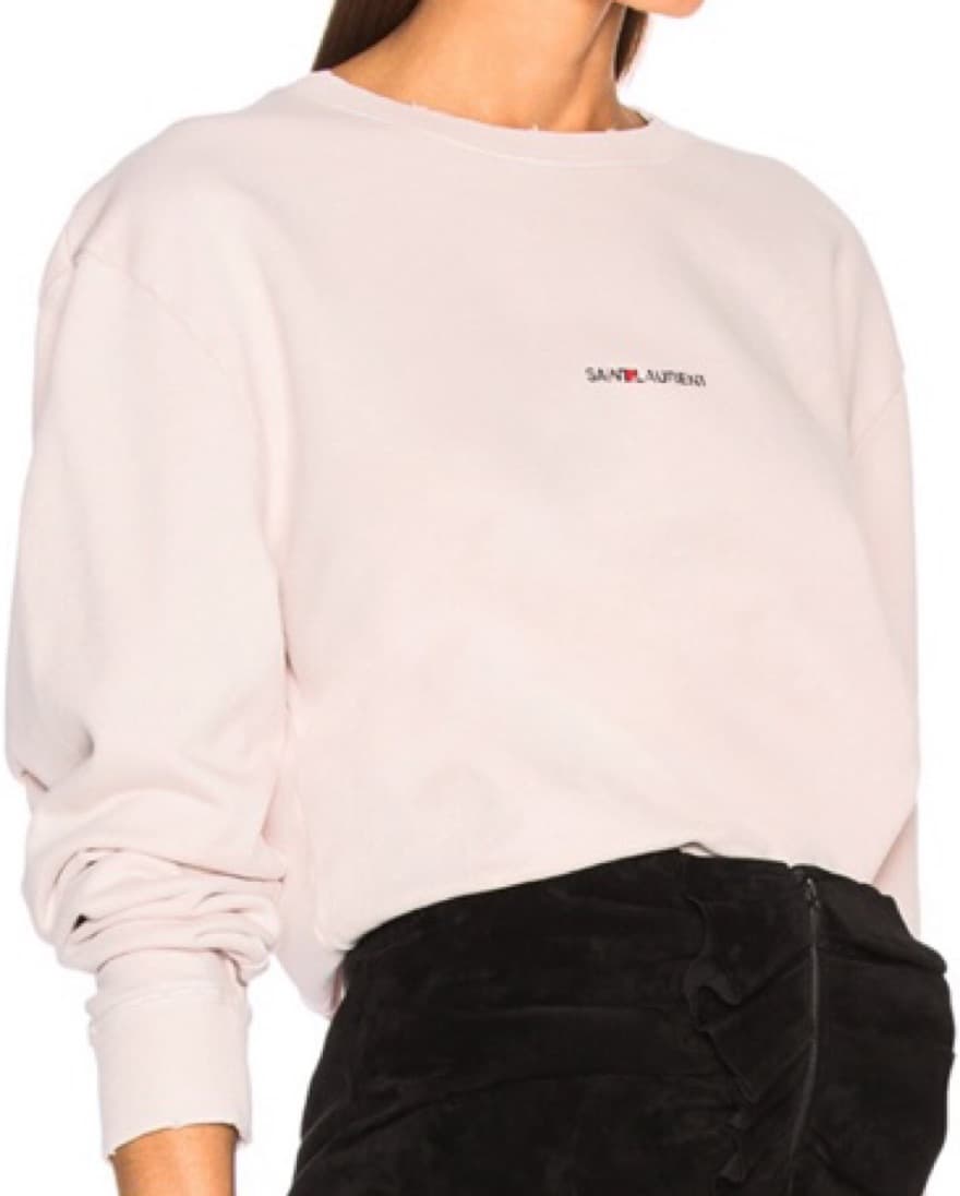 Saint Laurent Pale Pink Logo Sweatshirt - Image 3