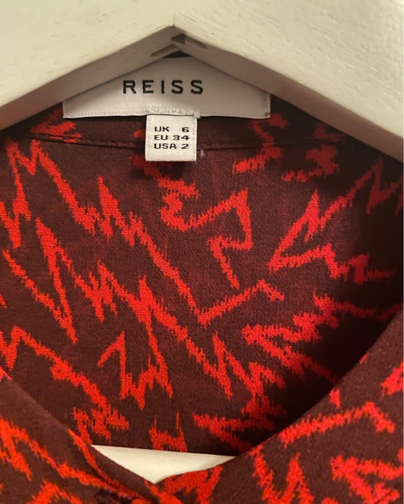 Reiss Red Ruffled Long Sleeve Blouse - Image 3