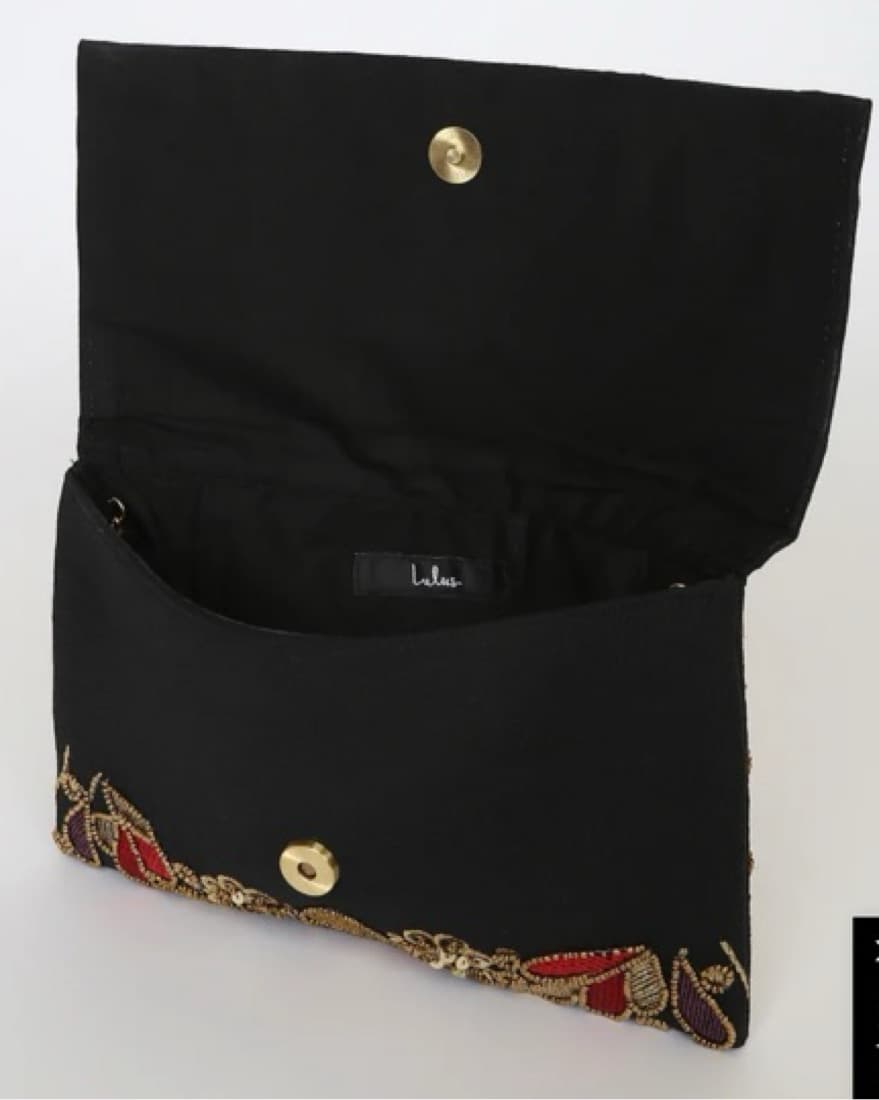  Black Multi Embroidered Formal Clutch - Image 3