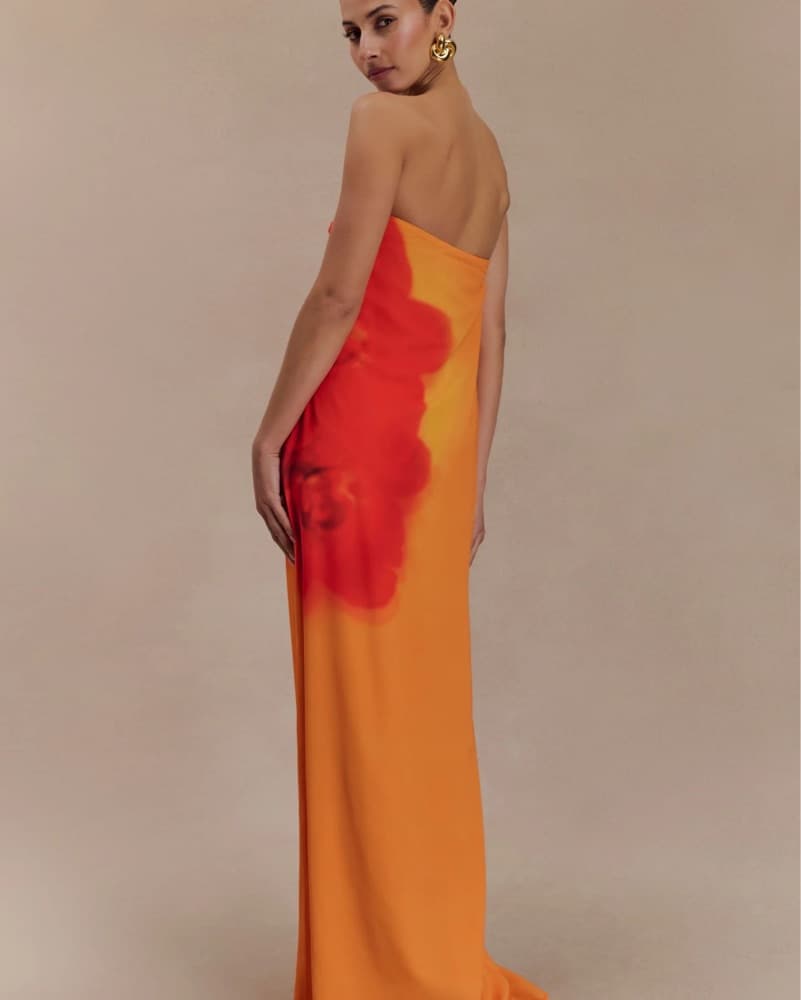 Amaya Strapless Chiffon Maxi Dress - Koi - Image 3