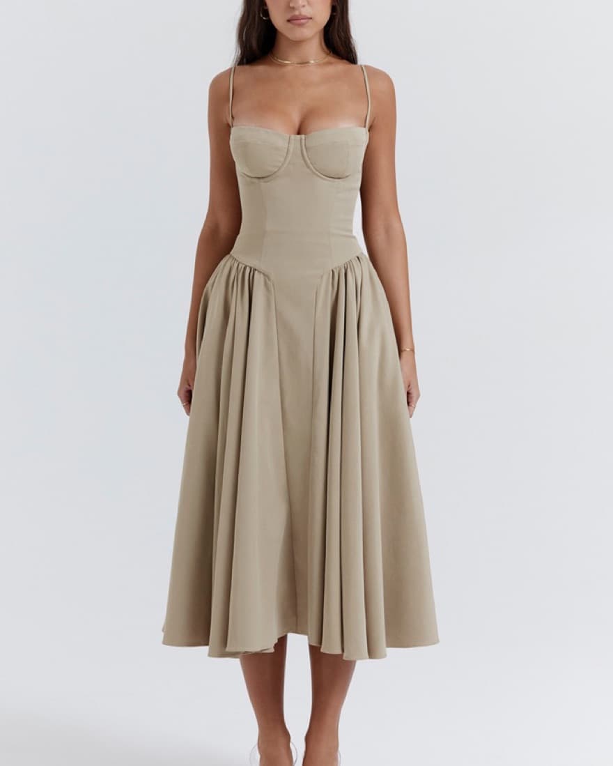 House Of CB Samaria Taupe Corset Dress - Image 1