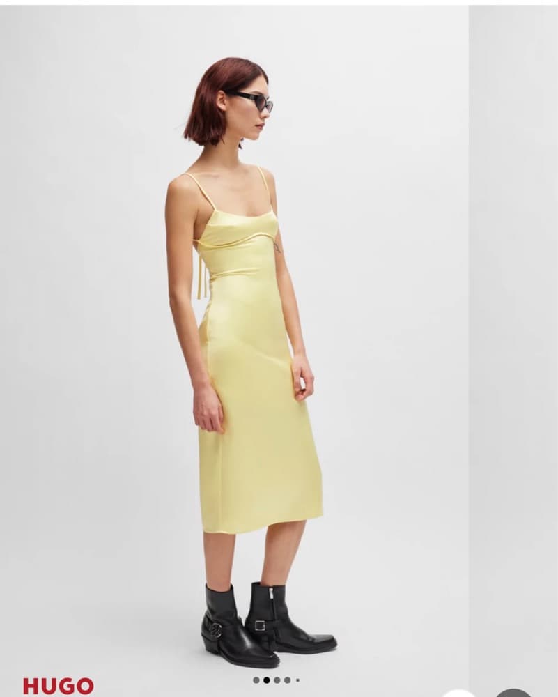 Hugo Boss - Yellow Satin Dress - Image 4