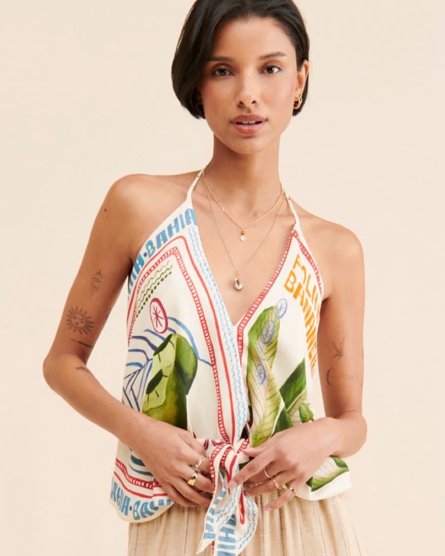 Farm Rio - Satin Halter Top  - Image 1