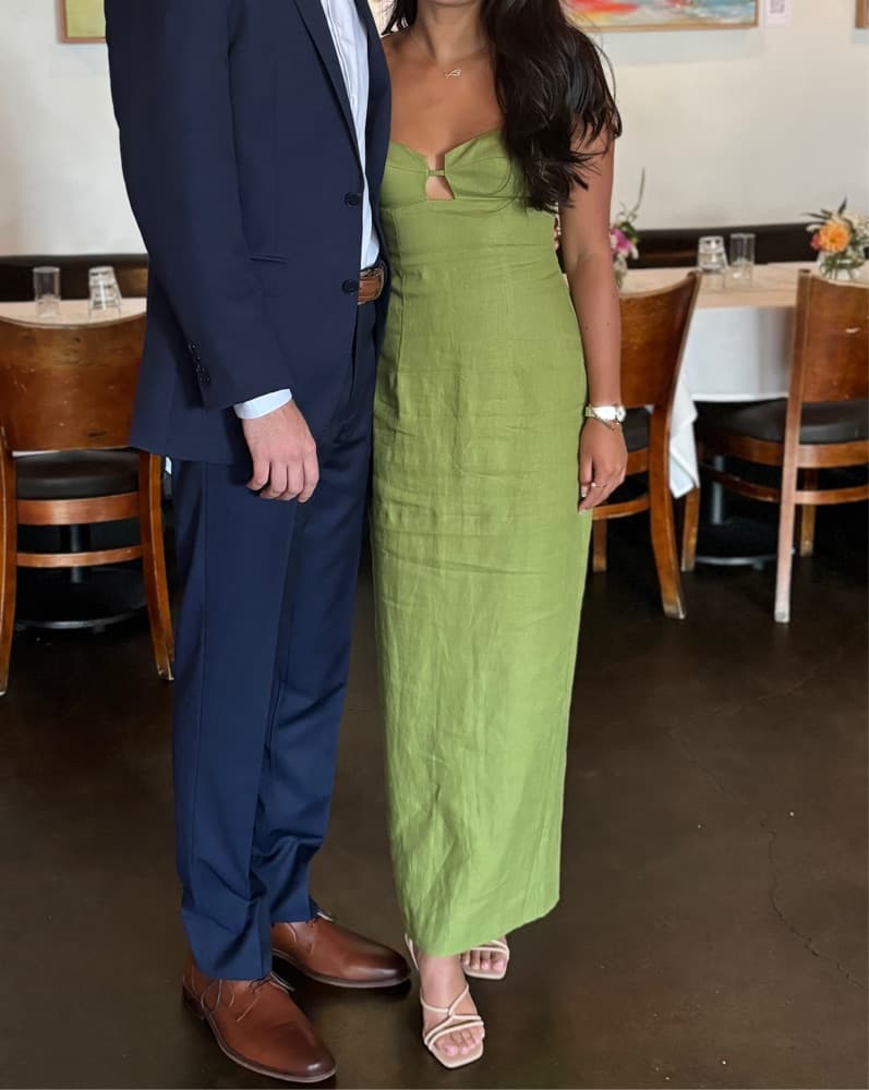 Green Reformation Linen Dress - Image 3