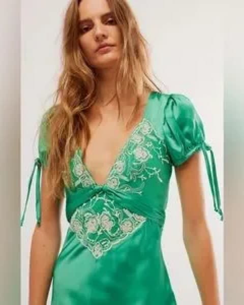 Free People Emerald Satin Maxi - Image 3