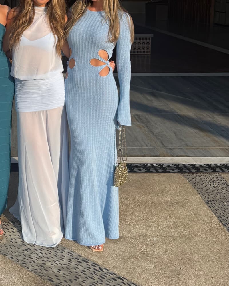 Sau lee Long Blue Knit Cut Out Dress  - Image 4