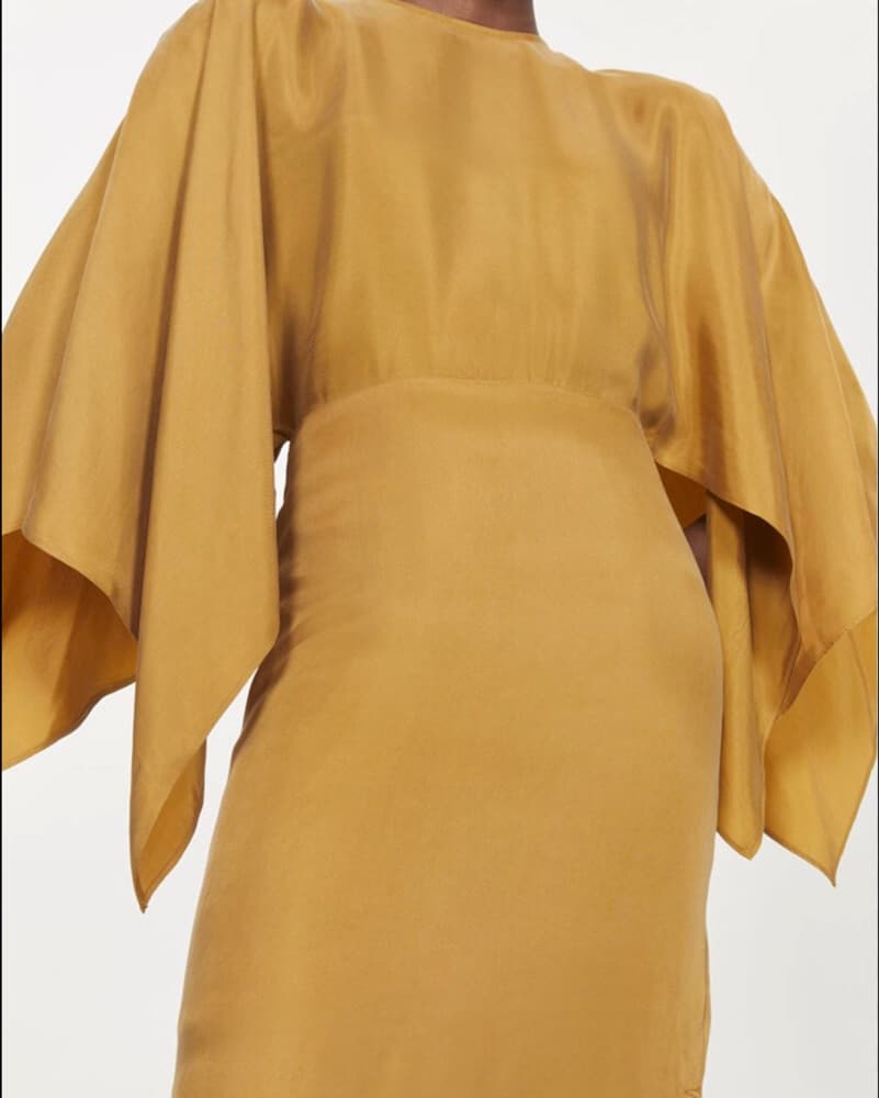 Elegant Mustard Midi Dress - Image 1