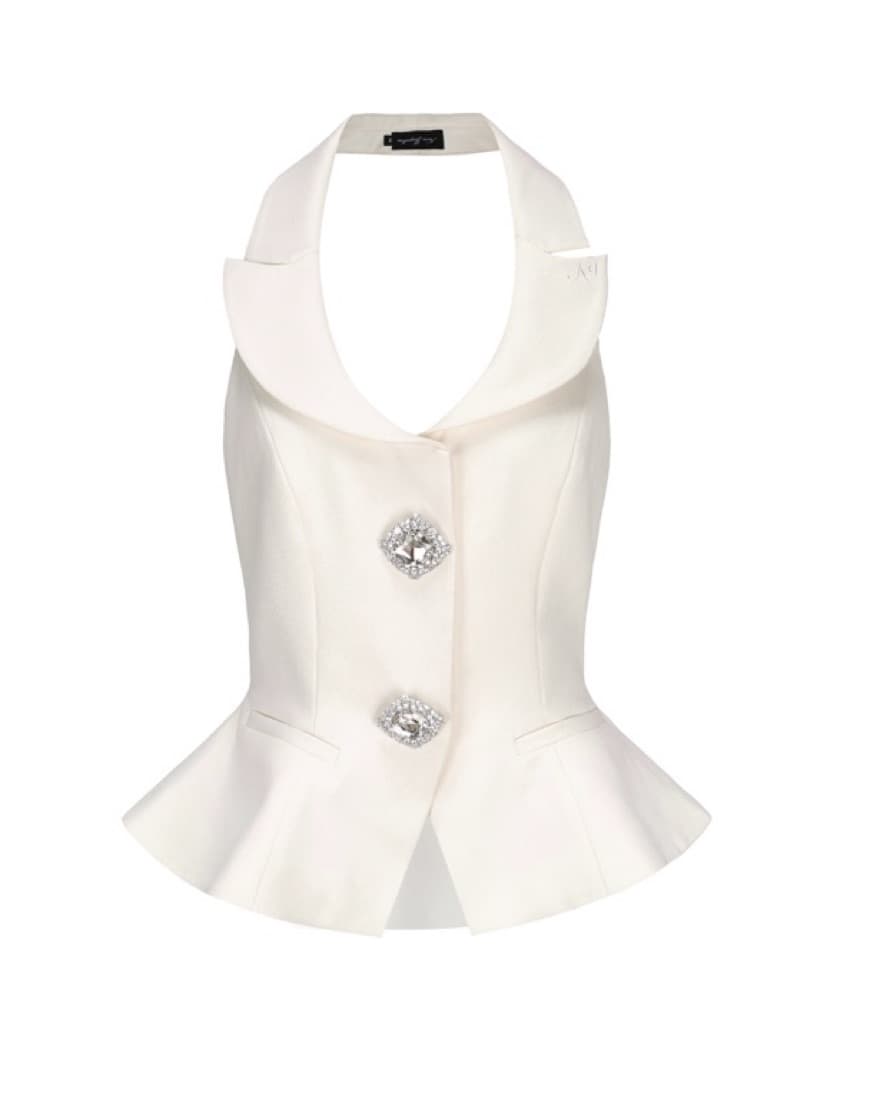 Nana Jaqueline Cream Wool Blend Tailored Vest Suit Set - Image 3