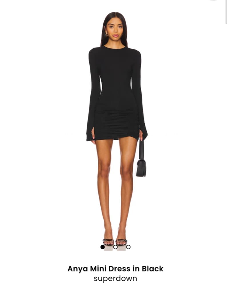 Chic Black Mini Dress with Ruched Detail - Image 1