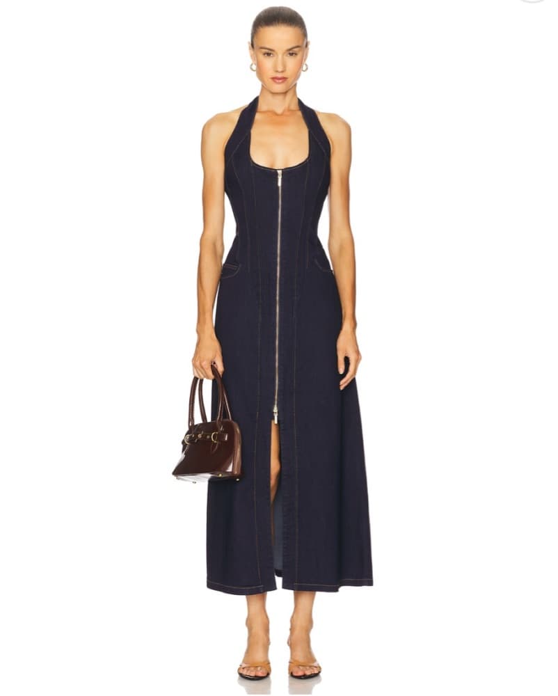 Bardot Martel Denim Midi Dress In Dark - Image 1