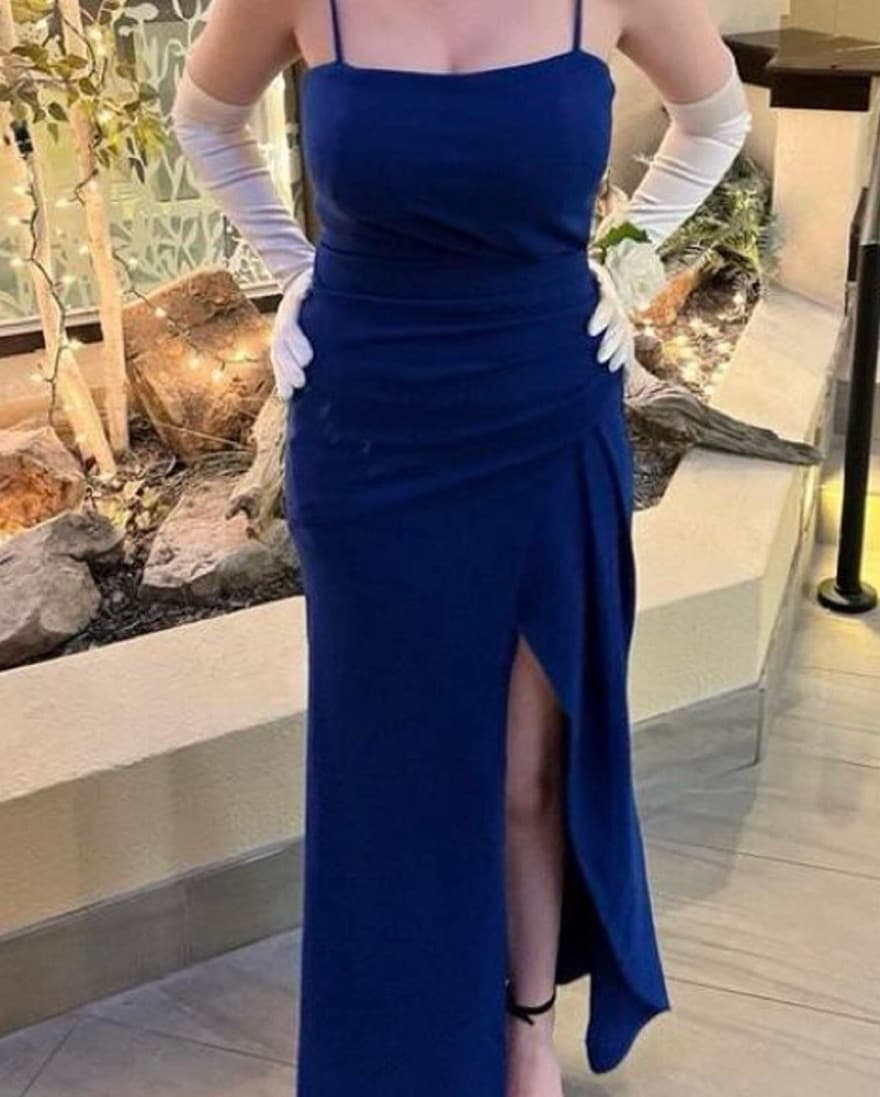 Long Blue Formal Prom Dress - Image 1