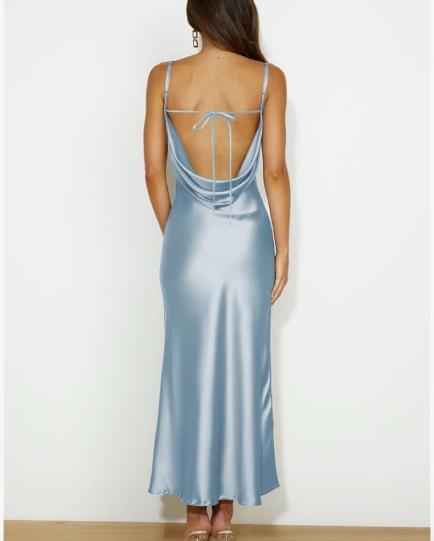 Blue Satin Dress - Image 2