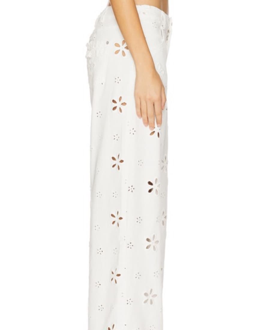 White Eyelet Jumpsuit with Gold Accessories - Image 2