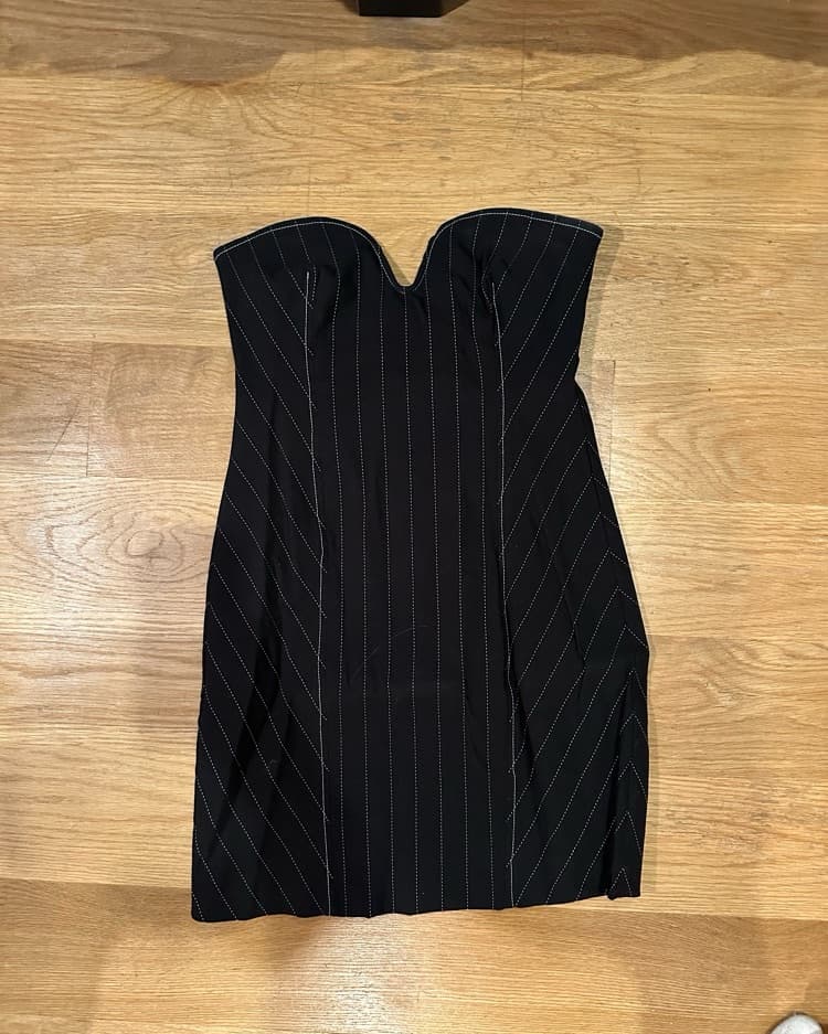 Zara pin Stripe Strapless mini Dress  - Image 3