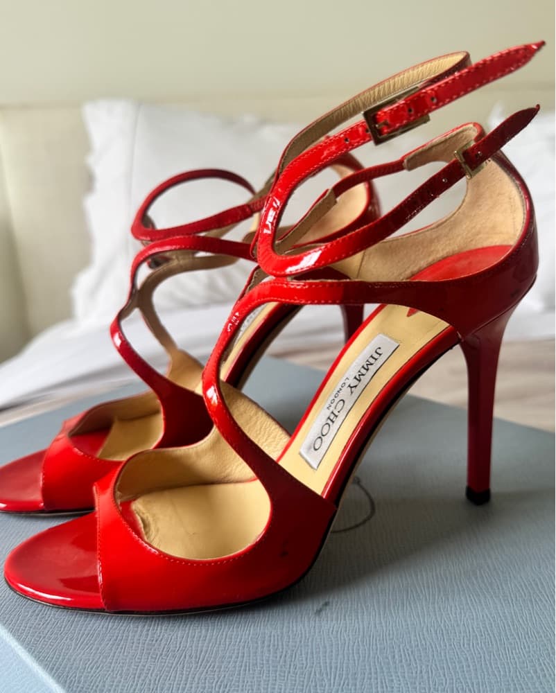 Jimmy Choo Red Patent Leather Sandals - Image 4