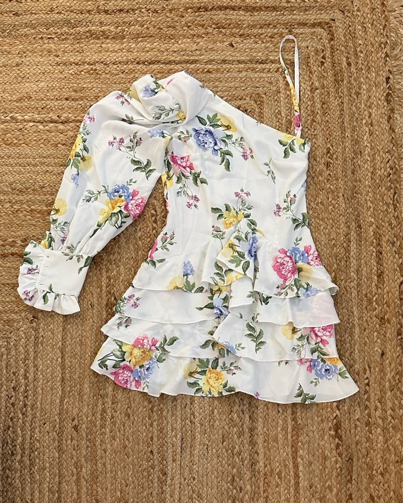 Floral One Shoulder Mini Dress - Image 2