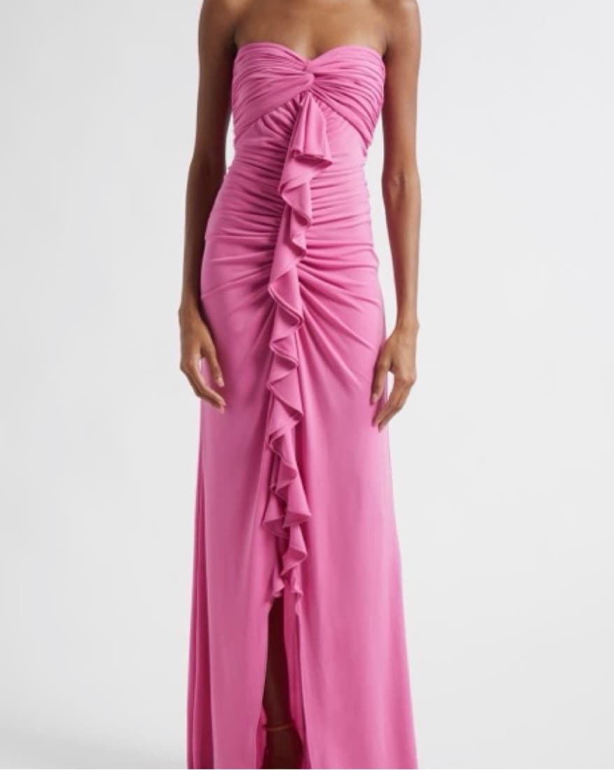 Stunning Fuchsia Ruffle Gown - Image 1