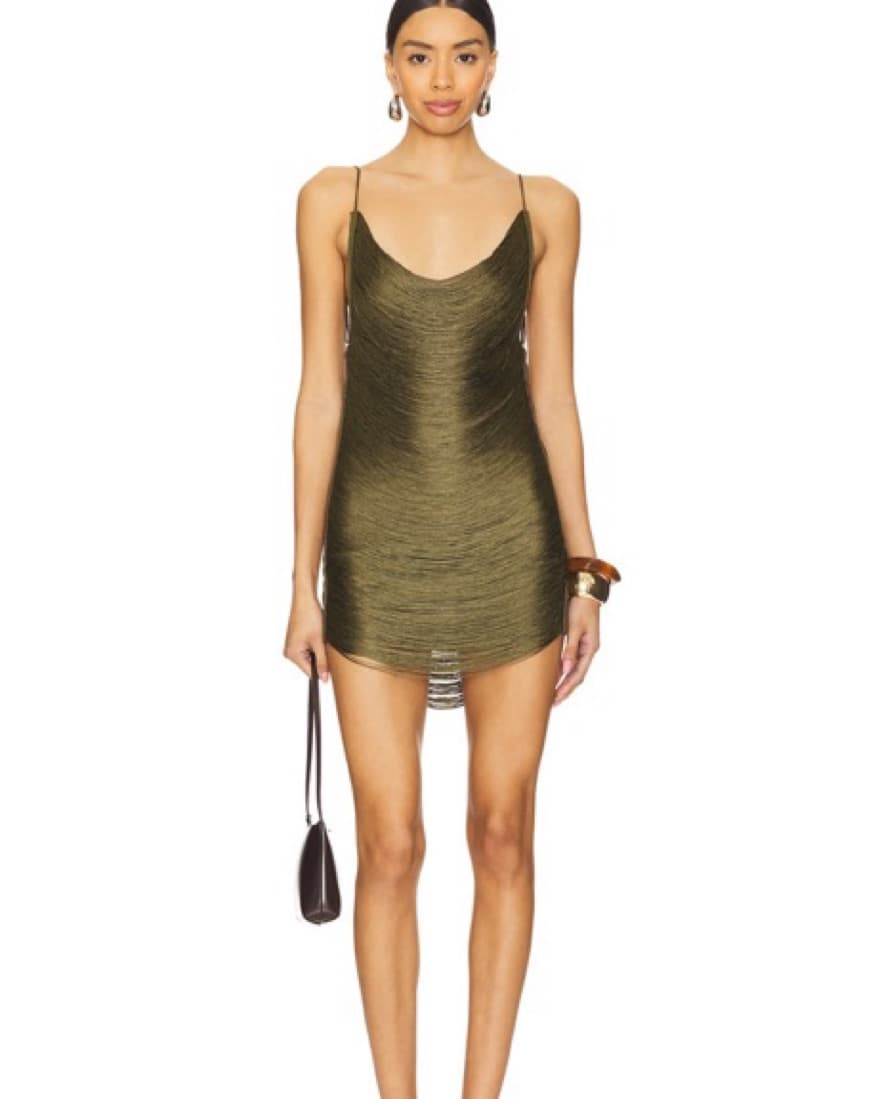 Jaded London Olive Fringe Mini Dress - Image 2