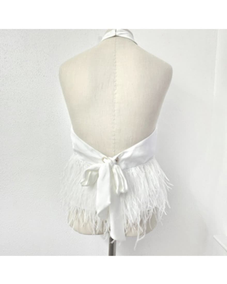 Ramy Brook Ivory Feather Top - Image 3