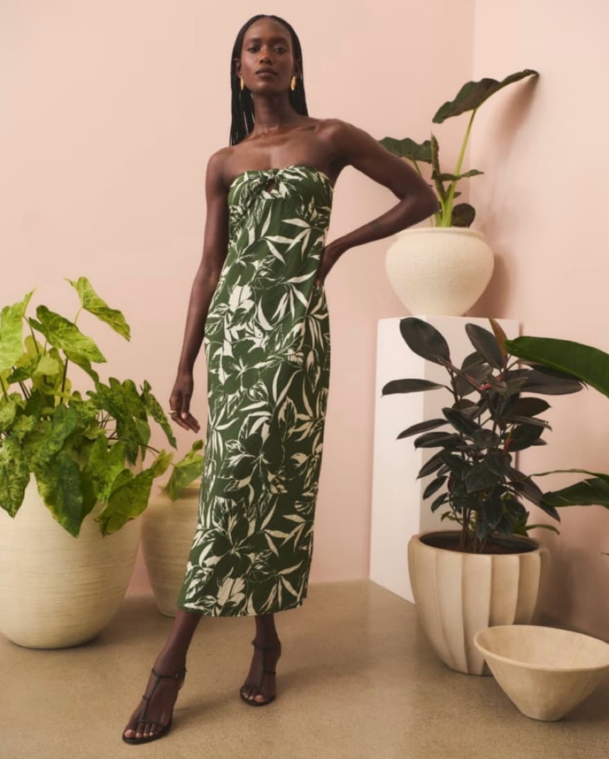Strapless Twist Floral Maxi Dress  - Image 1