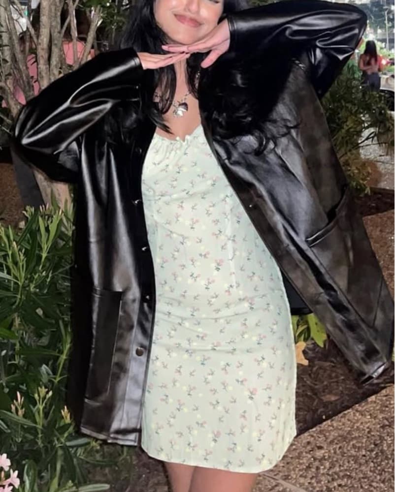 Floral green mini dress - Image 3