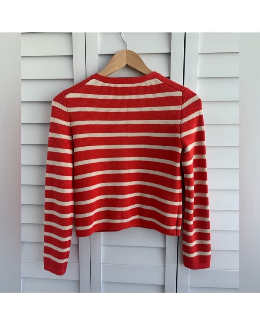 J Crew Red Stripe Sweater Cardigan - Image 3
