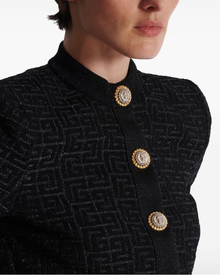 Balmain Monogram Glitter Cardigan - Image 6
