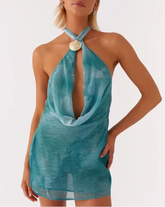 Peppermayo Oceans Deep Cowl Mini Dress - Image 1